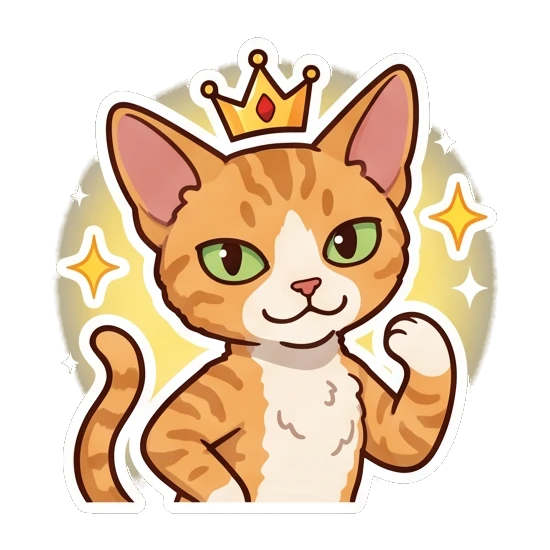 Ginger cat wearing a crown looking proud and confident Ginger Cat Holiday Joy sticker for expressive chats and social replies.