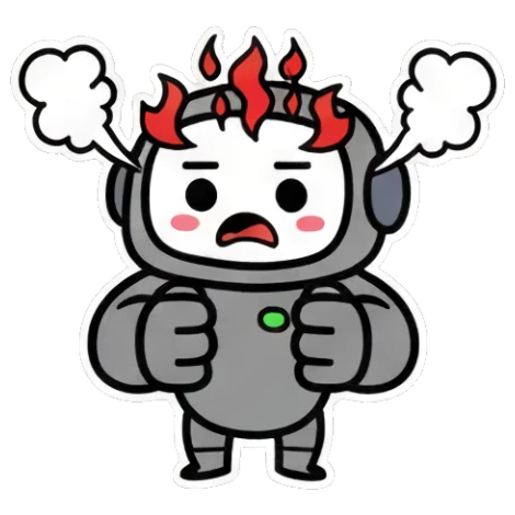 生气头顶冒火 Chibi Robot Emoticons sticker for expressive chats and social replies.