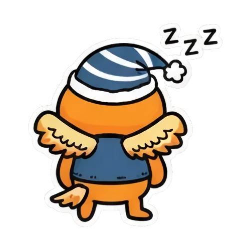 水獭戴睡帽睡觉 Winged Otter Daily Fun sticker for expressive chats and social replies.