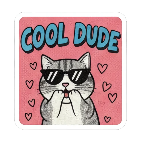 Cool cat, shades Retro Cat Reactions sticker for expressive chats and social replies.
