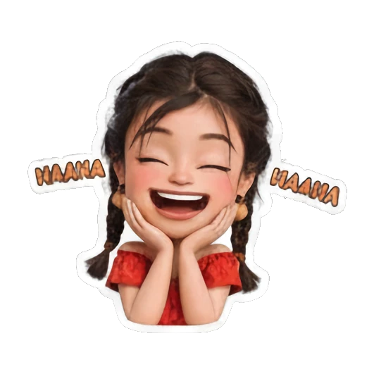 女孩开心大笑 Little Red Dress Girl sticker for expressive chats and social replies.
