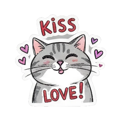 Loving cat sending kisses Playful Gray Tabby Diary sticker for expressive chats and social replies.