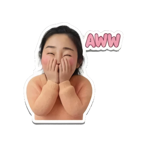 害羞感动AWW Daily Life of a Cheerful Girl sticker for expressive chats and social replies.