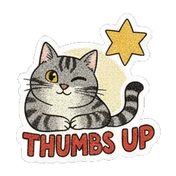 竖起大拇指点赞 Vintage Tabby Cat Moods sticker for expressive chats and social replies.