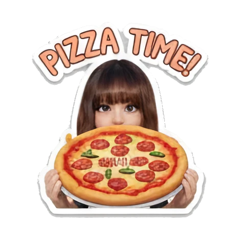 Girl chef holding large pizza, excited, PIZZA TIME Little Chef Adventures sticker for expressive chats and social replies.