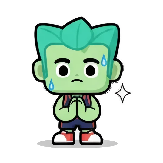 可爱角色竖起大拇指点赞 Chibi Green Boy Expressive Stickers sticker for expressive chats and social replies.