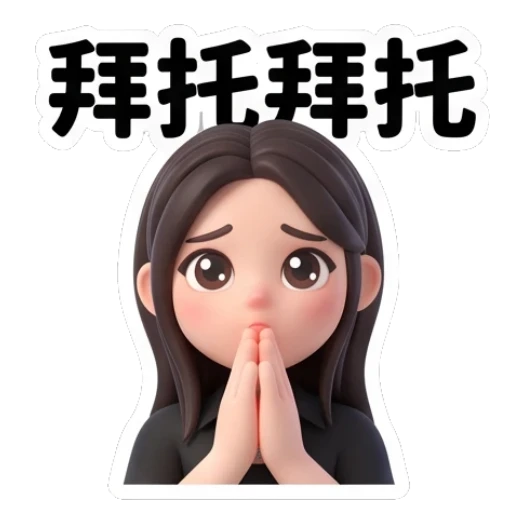 Girl pleading with hands together Modern Girl Daily Expressions sticker for expressive chats and social replies.