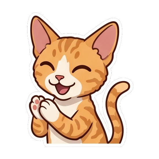Ginger cat clapping hands with a joyful expression Ginger Cat Holiday Joy sticker for expressive chats and social replies.