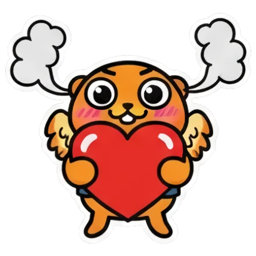 恋爱水獭抱红心 Winged Otter Daily Fun sticker for expressive chats and social replies.