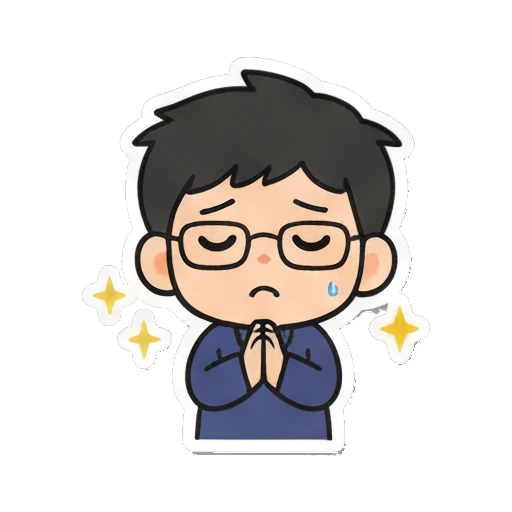 Boy with glasses praying with sparkles Cheerful Glasses Boy Daily sticker for expressive chats and social replies.