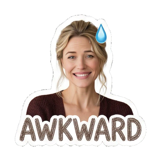 尴尬流汗AWKWARD Daily Life of a Modern Woman sticker for expressive chats and social replies.