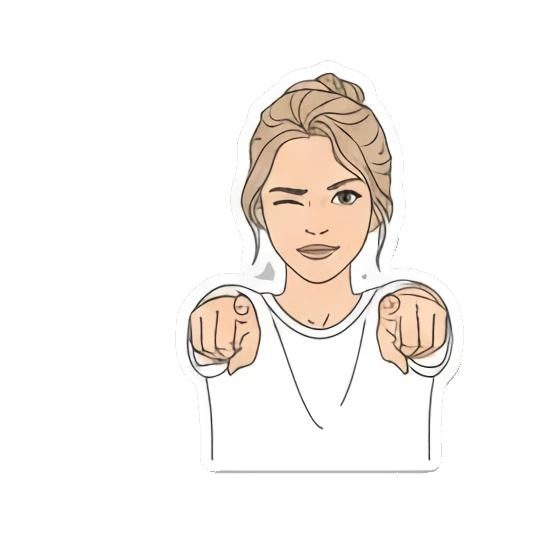 少女自信指向你 Girl's Daily Reactions sticker for expressive chats and social replies.