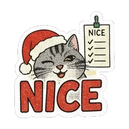 戴圣诞帽点赞 Vintage Tabby Cat Moods sticker for expressive chats and social replies.