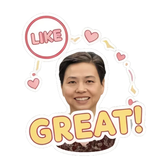 mother sending love Cheerful Middle-Aged Mom sticker for expressive chats and social replies.
