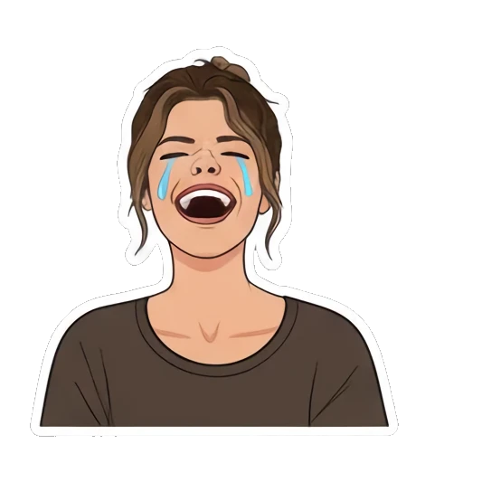 Laughing out loud with 'LOL!' Young Woman's Expression Pack sticker for expressive chats and social replies.
