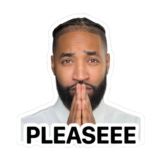 Bearded man praying with a pleading expression Daily Vibes with Marcus sticker for expressive chats and social replies.