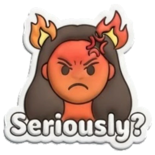 Girl looking angry with fire flames above head Puffy Girl Daily Vibes sticker for expressive chats and social replies.