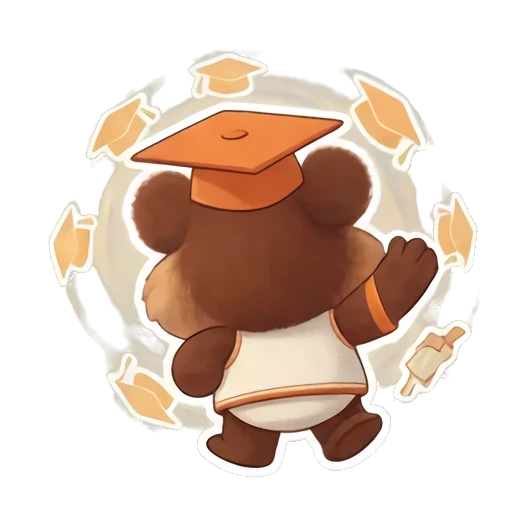 毕业帽环绕着小熊旋转 Coiffes Bear Graduation Stickers sticker for expressive chats and social replies.