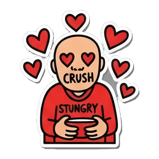 smug smirk Bald Guy Pop Art Vibes sticker for expressive chats and social replies.