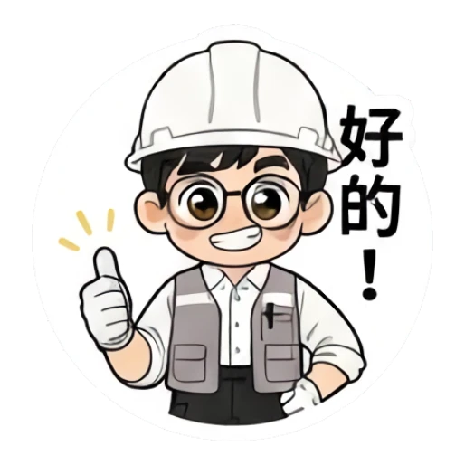 Worker giving a thumbs up with 'Okay' text Hard Hat Hero sticker for expressive chats and social replies.