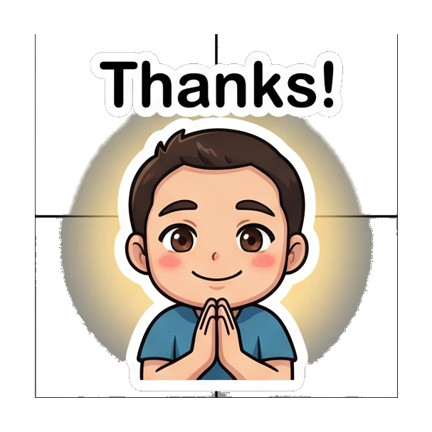 Boy with hands pressed together in a thankful gesture. Cheerful Boy Daily Life sticker for expressive chats and social replies.