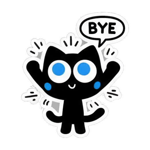 极简线条黑猫 Keith Haring Style Black Cat sticker for expressive chats and social replies.