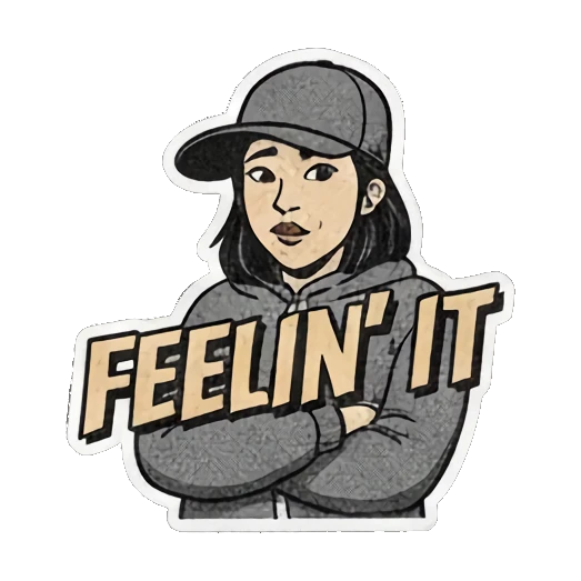 自信交叉双臂FEELIN IT Streetwear Girl Vibes sticker for expressive chats and social replies.
