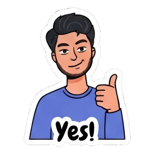 Agreeing young man giving a thumbs up with text Yes Daily Life of a Cool Guy sticker for expressive chats and social replies.