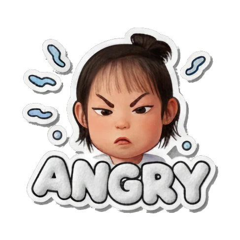 女孩惊讶表情 Puffy Little Girl Expressions sticker for expressive chats and social replies.