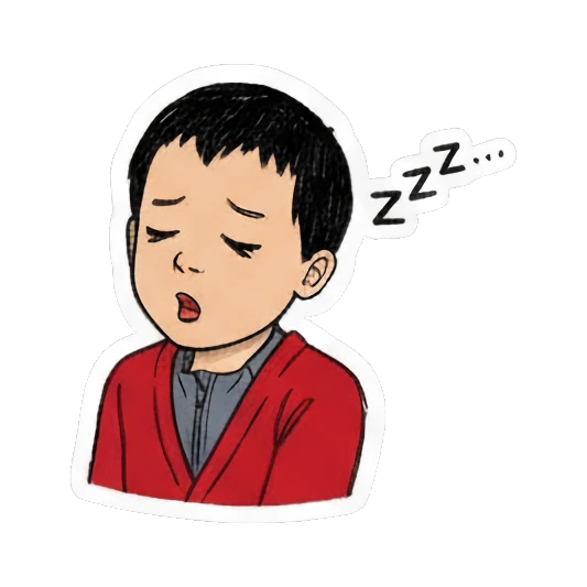 sleepy boy dreaming zzz Red Sweater Boy Daily Life sticker for expressive chats and social replies.