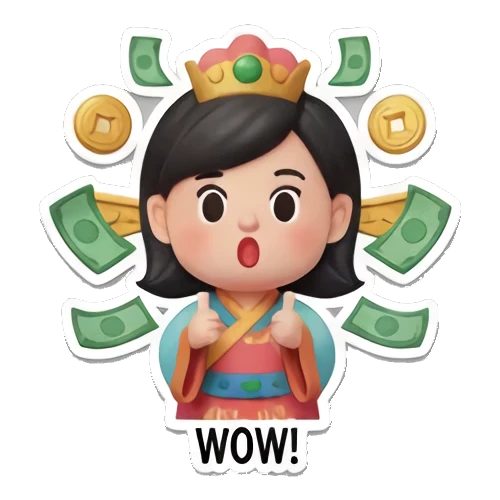 惊讶表情的财神公主 Fortune Princess Daily Life sticker for expressive chats and social replies.