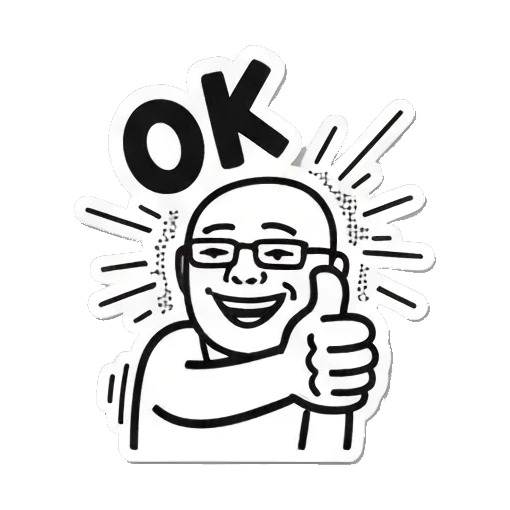 大叔竖起大拇指点赞 Keith Haring Style Office Guy sticker for expressive chats and social replies.