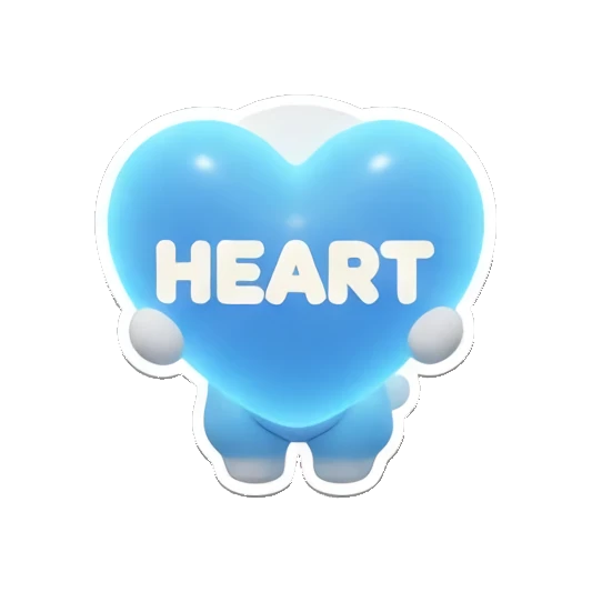 蓝色小狗抱着巨大蓝色爱心，文字HEART，喜爱表情 Blue Puppy Daily Adventures sticker for expressive chats and social replies.