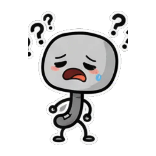 小人疑惑不解问号 Expressive Grey Blob sticker for expressive chats and social replies.