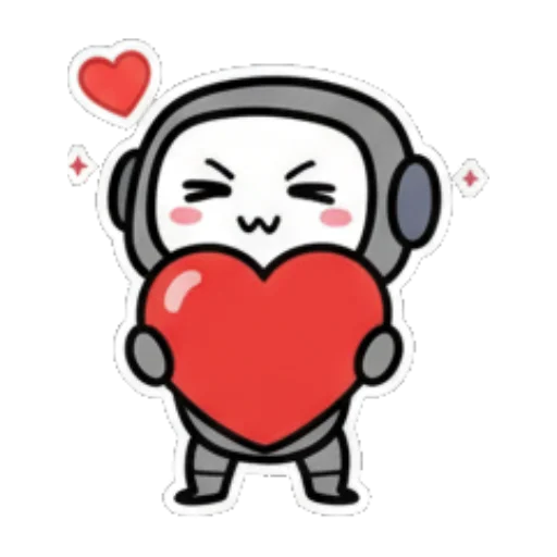 机器人双手捧心，发射爱心。 Cute Robot Expressions sticker for expressive chats and social replies.