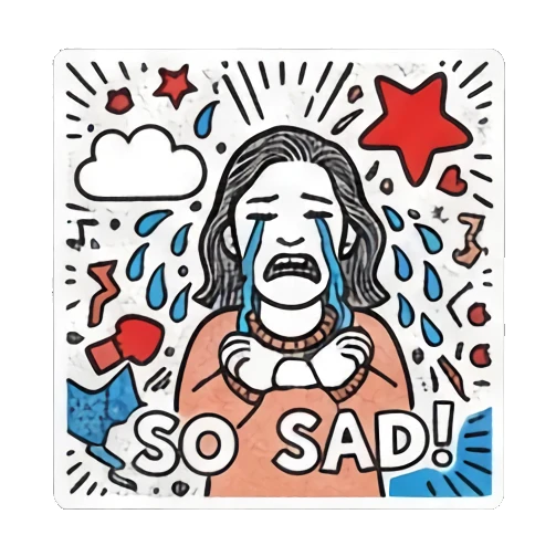 女孩伤心流泪 Pop Art Girl Daily Vibes sticker for expressive chats and social replies.