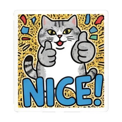cat saying thank you with blue background Pop Art Cat Vibes sticker for expressive chats and social replies.