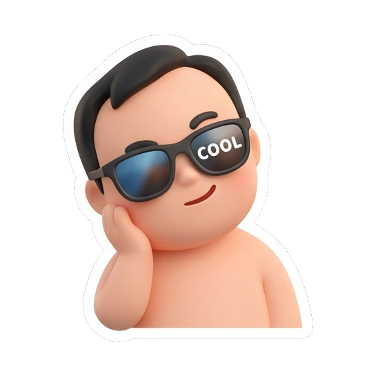 男孩戴墨镜耍酷 Summer Boy Adventures sticker for expressive chats and social replies.