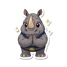 犀牛双手合十 Chubby Rhino Fun sticker for expressive chats and social replies.