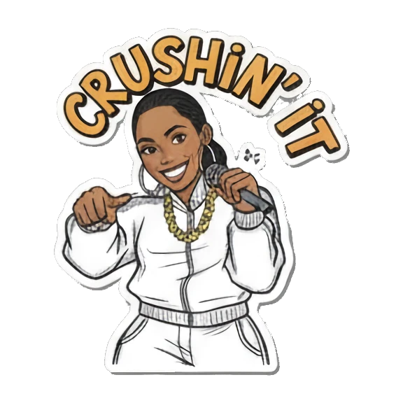 手持麦克风自信歌唱 Urban Diva Vibes sticker for expressive chats and social replies.
