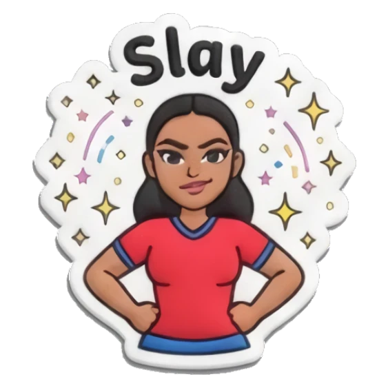 Girl with hands on hips, Slay text Sporty Girl Vibes sticker for expressive chats and social replies.