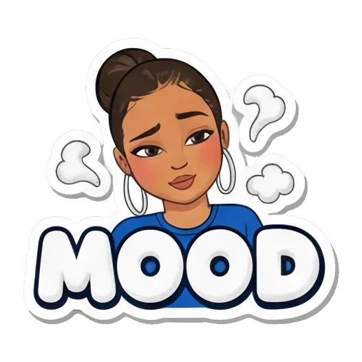 心情低落的Mood女孩 Sassy Girl Slang sticker for expressive chats and social replies.
