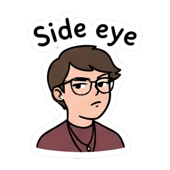 Skeptical boy giving a side eye look Daily Doodle Boy sticker for expressive chats and social replies.