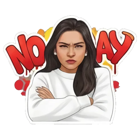 愤怒拒绝No Way Graffiti Girl Vibes sticker for expressive chats and social replies.