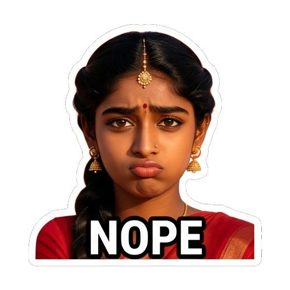 Indian girl pouting with a nope expression Indian Girl Expressions sticker for expressive chats and social replies.