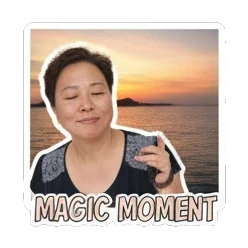 Sunset view, 'MAGIC MOMENT' Travel Adventures sticker for expressive chats and social replies.