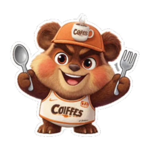 小熊拿着餐具 Cute Bear Daily Stickers sticker for expressive chats and social replies.
