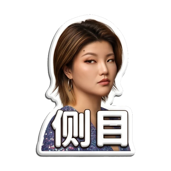 Skeptical young woman looking sideways Sparkly Girl Daily Moods sticker for expressive chats and social replies.