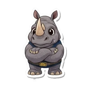 犀牛抱臂沉思 Chubby Rhino Fun sticker for expressive chats and social replies.