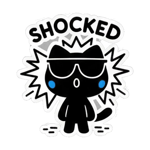 黑猫思考问题 Keith Haring Style Black Cat sticker for expressive chats and social replies.